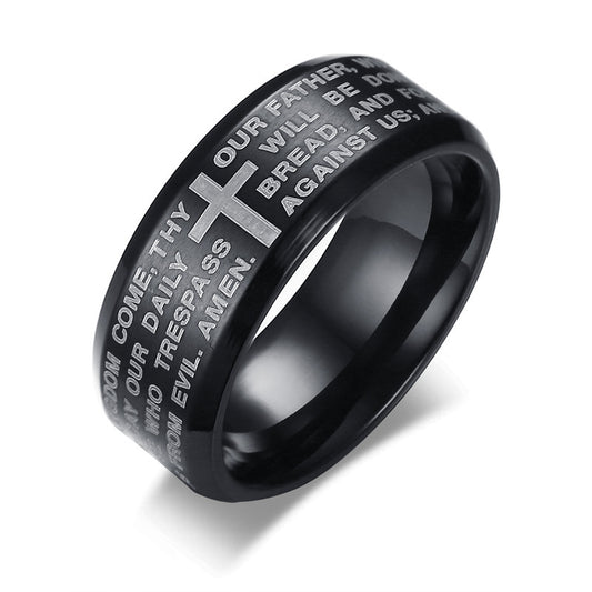 Classic Christian Stainless Steel Ring Men
